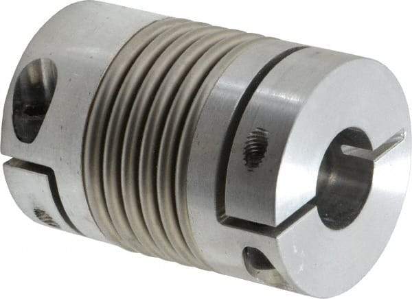 Lovejoy - 3/4" Max Bore Diam, Flexible Bellows Clamp Coupling - 1.77" OD, 2.48" OAL, Aluminum Hub with Stainless Steel Bellows - Americas Industrial Supply