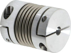 Lovejoy - 3/8" Max Bore Diam, Flexible Bellows Clamp Coupling - 1.28" OD, 1.614" OAL, Aluminum Hub with Stainless Steel Bellows - Americas Industrial Supply