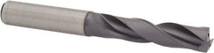 Kennametal - 7/16" 180° Spiral Flute Solid Carbide Screw Machine Drill Bit - TiAlN Finish, Right Hand Cut, 2-11/64" Flute Length, 102mm OAL, Flat-Bottom Point, Straight Shank, Through Coolant - Americas Industrial Supply