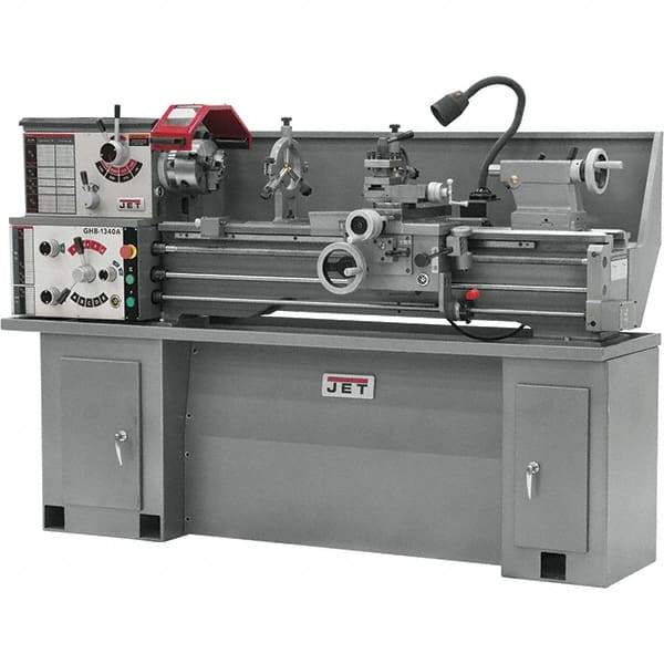 Jet - 13" Swing, 40" Between Centers, 230 Volt, Single Phase Bench Lathe - 5MT Taper, 2 hp, 70 to 2,000 RPM, 1-1/2" Bore Diam, 32" Deep x 47" High x 71" Long - Americas Industrial Supply