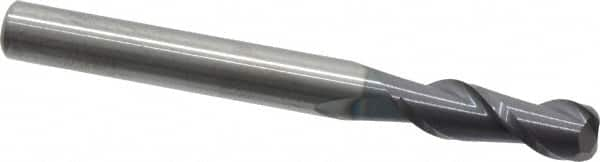 Accupro - 1/4", 2 Flute, Single End, Solid Carbide, 0.06" Corner Radius End Mill - 2-1/2" OAL, 40° Helix, Right Hand Flute, 3/4" LOC, Right Hand Cut - Americas Industrial Supply