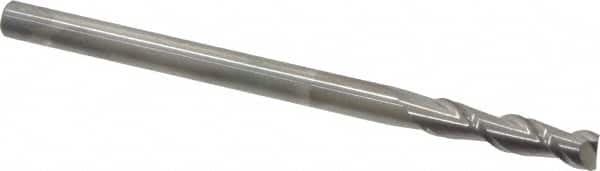 Accupro - 1/4", 1" LOC, 1/4" Shank Diam, 4" OAL, 2 Flute, Solid Carbide Square End Mill - Single End, Uncoated, Spiral Flute, 40° Helix, Centercutting, Right Hand Cut, Right Hand Flute - Americas Industrial Supply