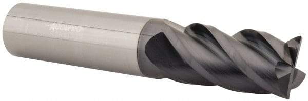 Accupro - 3/4", 4 Flute, Single End, Solid Carbide, 0.015" Corner Radius End Mill - 4" OAL, 40° Helix, Right Hand Flute, 1-1/2" LOC, Right Hand Cut - Americas Industrial Supply
