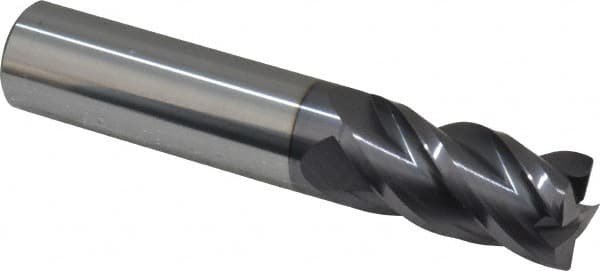 Accupro - 3/4", 4 Flute, Single End, Solid Carbide, 0.02" Corner Radius End Mill - 4" OAL, 40° Helix, Right Hand Flute, 1-1/2" LOC, Right Hand Cut - Americas Industrial Supply