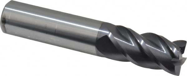 Accupro - 3/4", 4 Flute, Single End, Solid Carbide, 0.03" Corner Radius End Mill - 4" OAL, 40° Helix, Right Hand Flute, 1-1/2" LOC, Right Hand Cut - Americas Industrial Supply