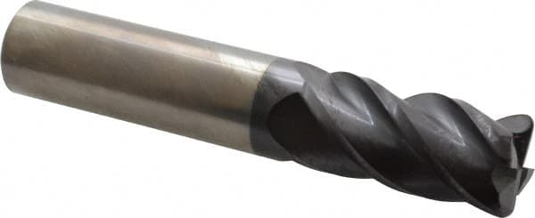Accupro - 3/4", 4 Flute, Single End, Solid Carbide, 0.09" Corner Radius End Mill - 4" OAL, 40° Helix, Right Hand Flute, 1-1/2" LOC, Right Hand Cut - Americas Industrial Supply