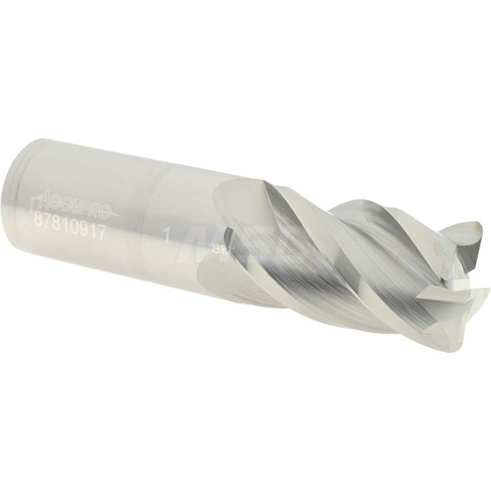 Accupro - 1" Diam 4 Flute Solid Carbide 0.09" Corner Radius End Mill - Americas Industrial Supply