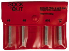 Sock It Out - 4 Piece Button Head Cap Screw Extractor Set - Screw Range #6 to 1/4" - Americas Industrial Supply
