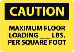 NMC - "Caution - Maximum Floor Loading __ lbs. per Square Foot", 10" Long x 14" Wide, Pressure-Sensitive Vinyl Safety Sign - Rectangle, 0.004" Thick, Use for Accident Prevention - Americas Industrial Supply