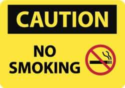 NMC - "Caution - No Smoking", 14" Long x 20" Wide, Aluminum Safety Sign - Rectangle, 0.04" Thick, Use for Accident Prevention - Americas Industrial Supply