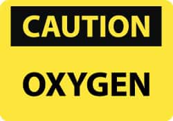 NMC - "Caution - Oxygen", 10" Long x 14" Wide, Aluminum Safety Sign - Rectangle, 0.04" Thick, Use for Hazardous Materials - Americas Industrial Supply
