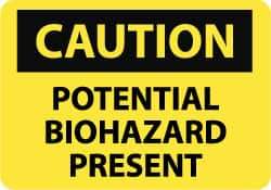 NMC - "Caution - Potential Biohazard Present", 10" Long x 14" Wide, Aluminum Safety Sign - Rectangle, 0.04" Thick, Use for Hazardous Materials - Americas Industrial Supply