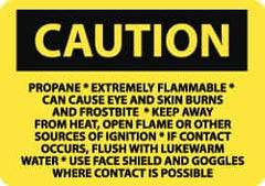 NMC - "Caution - Propane - Extremely Flammable - Can Cause Eye and Skin Burns and Frostbite", 10" Long x 14" Wide, Aluminum Safety Sign - Rectangle, 0.04" Thick, Use for Accident Prevention - Americas Industrial Supply