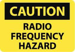 NMC - "Caution - Radio Frequency Hazard", 10" Long x 14" Wide, Pressure-Sensitive Vinyl Safety Sign - Rectangle, 0.004" Thick, Use for Accident Prevention - Americas Industrial Supply