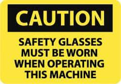 NMC - "Caution - Safety Glasses Must Be Worn When Operating This Machine", 10" Long x 14" Wide, Aluminum Safety Sign - Rectangle, 0.04" Thick, Use for Accident Prevention - Americas Industrial Supply