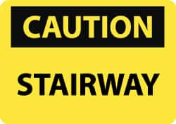 NMC - "Caution - Stairway", 10" Long x 14" Wide, Aluminum Safety Sign - Rectangle, 0.04" Thick, Use for Accident Prevention - Americas Industrial Supply