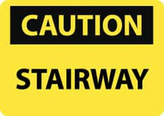 NMC - "Caution - Stairway", 10" Long x 14" Wide, Rigid Plastic Safety Sign - Rectangle, 0.05" Thick, Use for Accident Prevention - Americas Industrial Supply