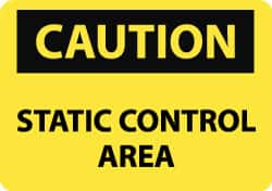 NMC - "Caution - Static Control Area", 10" Long x 14" Wide, Aluminum Safety Sign - Rectangle, 0.04" Thick, Use for Security & Admittance - Americas Industrial Supply
