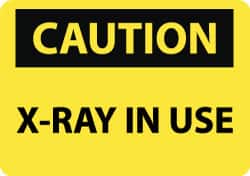 NMC - "Caution - X-ray in Use", 10" Long x 14" Wide, Pressure-Sensitive Vinyl Safety Sign - Rectangle, 0.004" Thick, Use for Accident Prevention - Americas Industrial Supply
