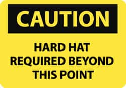 NMC - "Caution - Hard Hat Required Beyond This Point", 14" Long x 20" Wide, Aluminum Safety Sign - Rectangle, 0.04" Thick, Use for Accident Prevention - Americas Industrial Supply