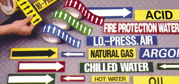 NMC - Pipe Marker with No Legend and Arrow Graphic - 1-1/2 to 2" Pipe Outside Diam, White on Green - Americas Industrial Supply