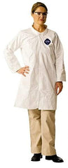 Dupont - Size 4XL White Disposable Chemical Resistant Lab Coat - Tyvek, Snap Front, Open Cuff - Americas Industrial Supply