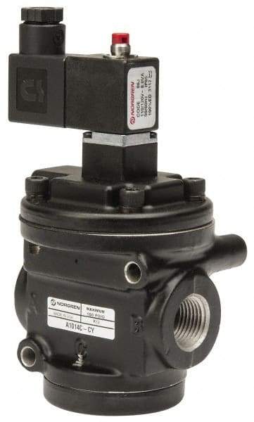 Norgren - 5.3 CV Rate, 1/2" NPT Inlet 1/2 Basic Valves - 1/2" NPT Inlet, Poppet Valve, Solenoid Actuator - Americas Industrial Supply