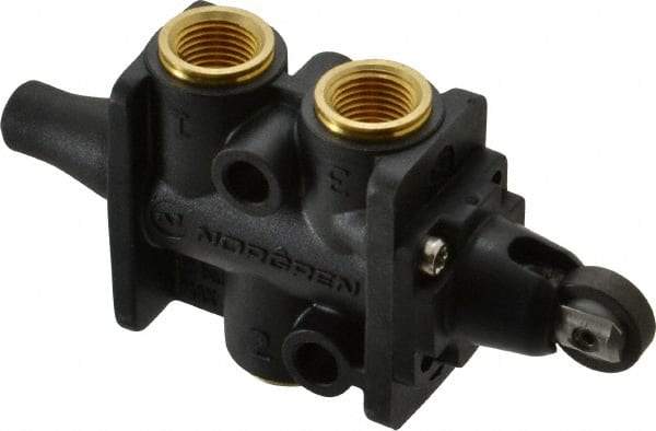 Norgren - 0.34 CV Rate, 1/8" NPT Inlet 3/2 Super Mechanical Valve - 1/8" NPT Inlet, Packed Spool Valve, Roller Actuator - Americas Industrial Supply