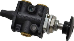 Norgren - 1/8" NPT Packed Spool Valve - Spring Activation, Button, Palm Black & 0.34 CV Rate - Americas Industrial Supply