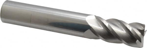 Accupro - 1", 2" LOC, 1" Shank Diam, 6" OAL, 4 Flute, Solid Carbide Square End Mill - Single End, Uncoated, Spiral Flute, 40° Helix, Centercutting, Right Hand Cut, Right Hand Flute - Americas Industrial Supply