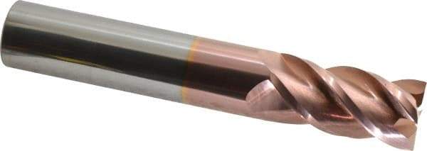 Accupro - 1", 2" LOC, 1" Shank Diam, 6" OAL, 4 Flute, Solid Carbide Square End Mill - Single End, TiCN Finish, Spiral Flute, 40° Helix, Centercutting, Right Hand Cut, Right Hand Flute - Americas Industrial Supply