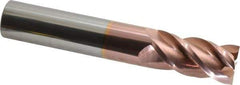 Accupro - 1", 2" LOC, 1" Shank Diam, 6" OAL, 4 Flute, Solid Carbide Square End Mill - Single End, TiCN Finish, Spiral Flute, 40° Helix, Centercutting, Right Hand Cut, Right Hand Flute - Americas Industrial Supply
