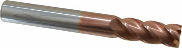 Accupro - 3/4", 2" LOC, 3/4" Shank Diam, 6" OAL, 4 Flute, Solid Carbide Square End Mill - Single End, TiCN Finish, Spiral Flute, 40° Helix, Centercutting, Right Hand Cut, Right Hand Flute - Americas Industrial Supply