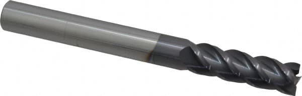 Accupro - 5/8", 2" LOC, 5/8" Shank Diam, 6" OAL, 4 Flute, Solid Carbide Square End Mill - Single End, AlTiN Finish, Spiral Flute, 40° Helix, Centercutting, Right Hand Cut, Right Hand Flute - Americas Industrial Supply