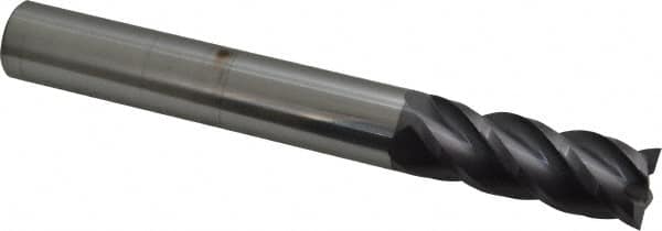 Accupro - 3/4", 2" LOC, 3/4" Shank Diam, 6" OAL, 4 Flute, Solid Carbide Square End Mill - Single End, AlTiN Finish, Spiral Flute, 40° Helix, Centercutting, Right Hand Cut, Right Hand Flute - Americas Industrial Supply