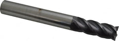 Accupro - 3/4", 2" LOC, 3/4" Shank Diam, 6" OAL, 4 Flute, Solid Carbide Square End Mill - Single End, AlTiN Finish, Spiral Flute, 40° Helix, Centercutting, Right Hand Cut, Right Hand Flute - Americas Industrial Supply