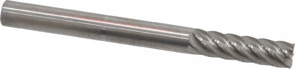 Accupro - 3/16", 5/8" LOC, 3/16" Shank Diam, 2" OAL, 6 Flute, Solid Carbide Square End Mill - Single End, Uncoated, Spiral Flute, 40° Helix, Centercutting, Right Hand Cut, Right Hand Flute - Americas Industrial Supply