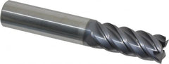 SGS - 1/2", 1-1/4" LOC, 1/2" Shank Diam, 3" OAL, 5 Flute, Solid Carbide Square End Mill - Single End, AlTiN Finish, Spiral Flute, 45° Helix, Right Hand Cut, Right Hand Flute, Series 55 - Americas Industrial Supply