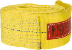 Lift-All - 8' Long x 4" Wide, 11,500 Lb Vertical Capacity, 1 Ply, Polyester Web Sling - 9,200 Lb Choker Capacity, Yellow - Americas Industrial Supply