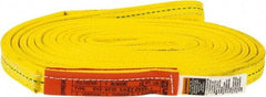 Lift-All - 12' Long x 1" Wide, 6,200 Lb Vertical Capacity, 2 Ply, Polyester Web Sling - 4,900 Lb Choker Capacity, Yellow - Americas Industrial Supply