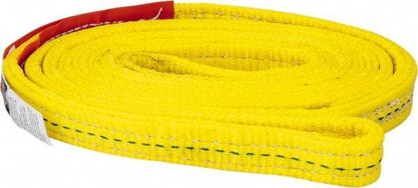 Lift-All - 6' Long x 1" Wide, 6,200 Lb Vertical Capacity, 2 Ply, Polyester Web Sling - 4,900 Lb Choker Capacity, Yellow - Americas Industrial Supply