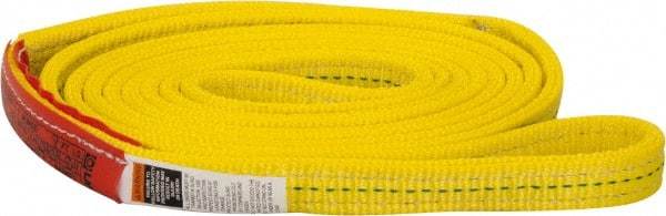 Lift-All - 8' Long x 1" Wide, 6,200 Lb Vertical Capacity, 2 Ply, Polyester Web Sling - 4,900 Lb Choker Capacity, Yellow - Americas Industrial Supply