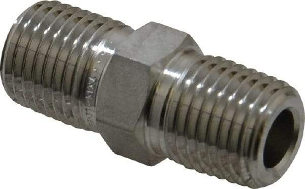 Ham-Let - 1/4" Grade 316 Stainless Steel Pipe Hex Nipple - MNPT End Connections, 7,500 psi - Americas Industrial Supply