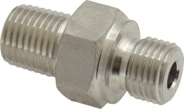 Ham-Let - 1/4" Grade 316 Stainless Steel Pipe Hex Nipple - MNPT x MBSPP End Connections, 7,500 psi - Americas Industrial Supply