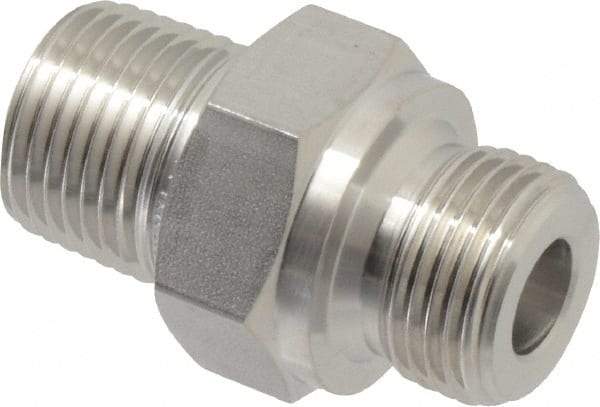 Ham-Let - 3/8" Grade 316 Stainless Steel Pipe Hex Nipple - MNPT x MBSPP End Connections, 7,300 psi - Americas Industrial Supply