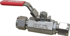 Ham-Let - 1/2" Pipe, Compression x Compression End Connections, Stainless Steel, Inline, Two Way Flow, Instrumentation Ball Valve - 2,000 psi WOG Rating, Locking Lever Handle, Reinforced PTFE Seal, Reinforced PTFE Seat - Americas Industrial Supply