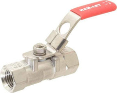 Ham-Let - 1/4" Pipe, FNPT x FNPT End Connections, Stainless Steel, Inline, Two Way Flow, Instrumentation Ball Valve - 2,000 psi WOG Rating, Locking Lever Handle, Reinforced PTFE Seal, Reinforced PTFE Seat - Americas Industrial Supply