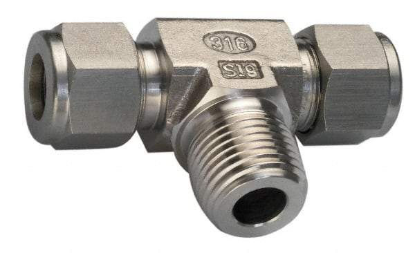 Ham-Let - 3/8" OD, Grade 316Stainless Steel Male Branch Tee - Comp x Comp x MNPT Ends - Americas Industrial Supply