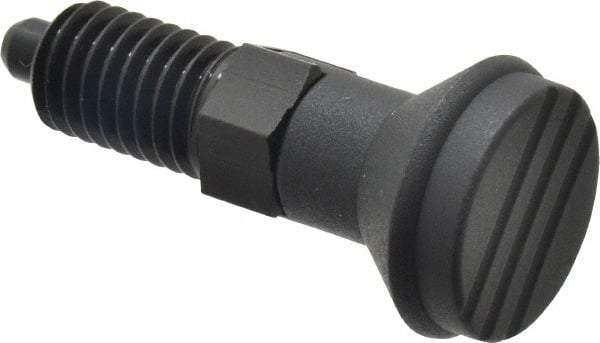 Gibraltar - 1/2-13, 17mm Thread Length, 6mm Plunger Diam, Lockout Knob Handle Indexing Plunger - Plunger Style C, 20mm Body Length, 56mm OAL, Steel - Americas Industrial Supply