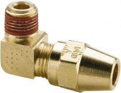 Parker - 1/2" OD, Brass Male Elbow - 400 Max Working psi, -65 to 250°F, Comp x Male NPTF Ends - Americas Industrial Supply